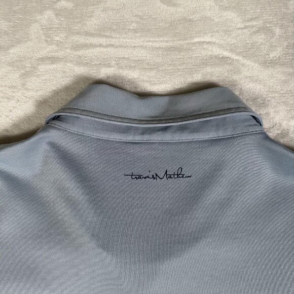 Travis Mathew Polo Shirt Men Size XL Blue Short Sleeve Stretch Embroidered Logo - Picture 11 of 11